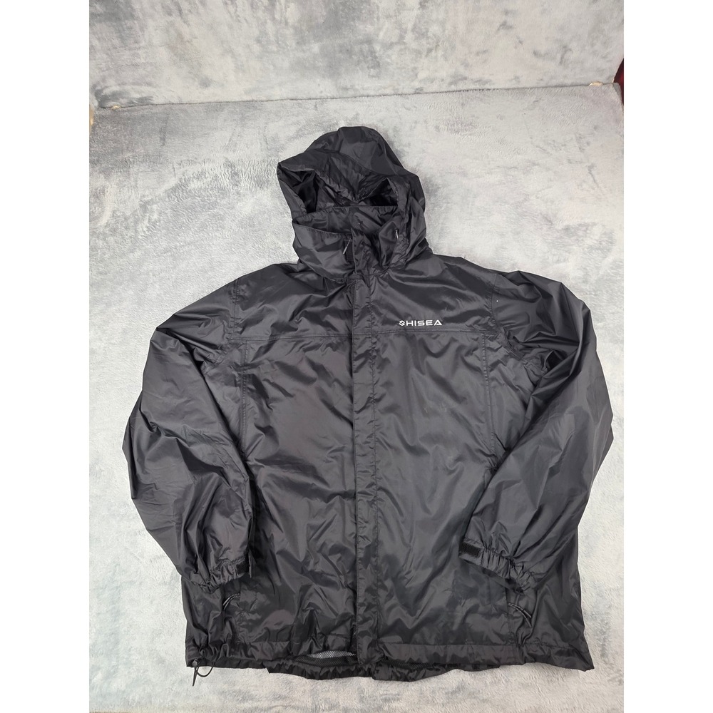 HISEA Mens Black Waterproof Rain Jacket Hooded Mesh Lined Windbreaker Size 2X